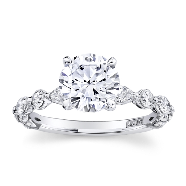 A.Jaffe 14k White Gold Diamond Engagement Ring Setting 5/8 ct. tw.