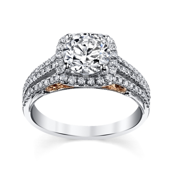 RB Signature 14k White Gold and 14k Rose Gold Diamond Engagement Ring Setting 1/2 ct. tw.