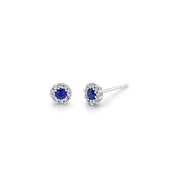 14k White Gold Blue Sapphire Diamond Earrings 1/6 ct. tw.