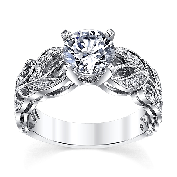 Divine 14k White Gold Diamond Engagement Ring Setting 1/10 ct. tw.