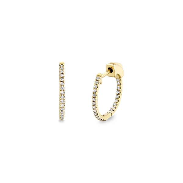 14k Yellow Gold Hoop Diamond Earrings 1/4 ct. tw.
