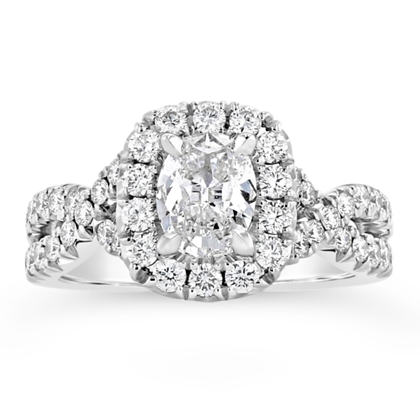Henri Daussi 18k White Gold Diamond Engagement Ring 3/4 ct. tw.