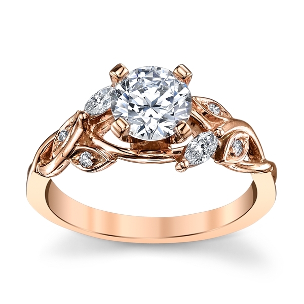 14k Rose Gold Diamond Engagement Ring Setting 1/6 ct. tw.